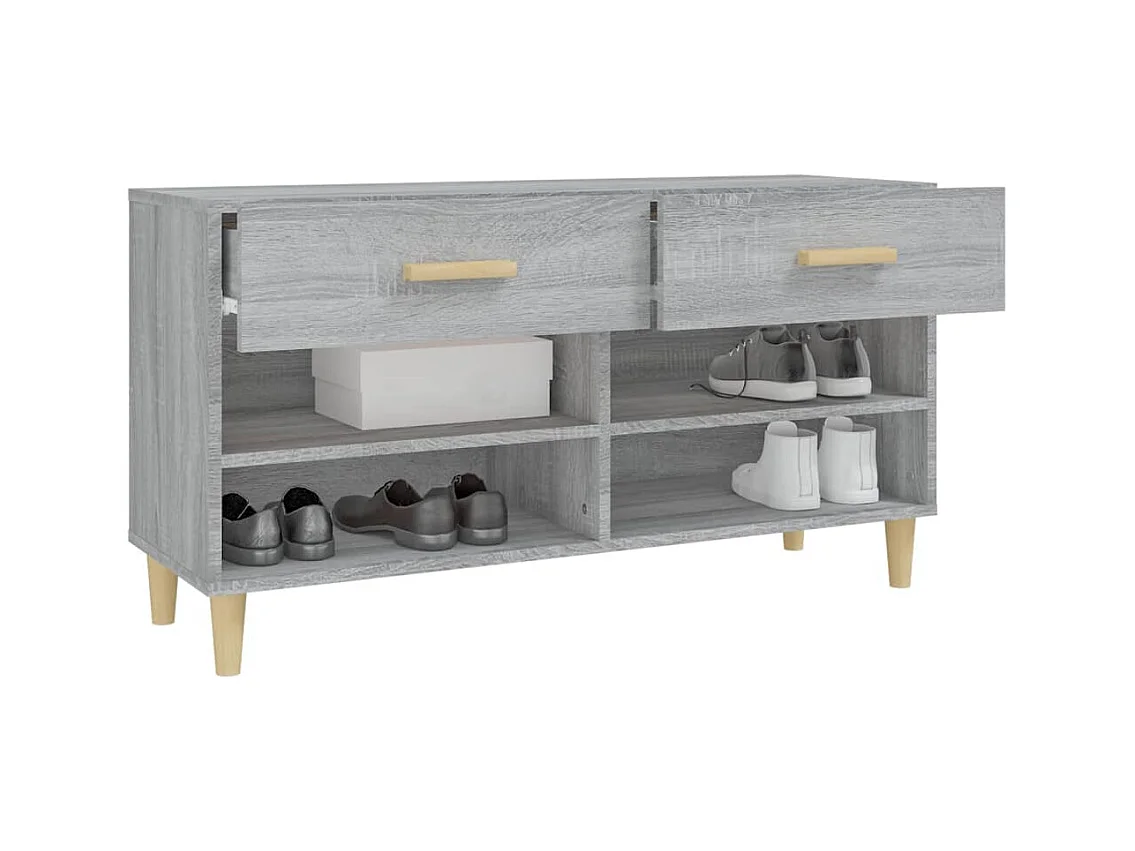 Sonoma grijze schoenenkast 102x35x55 cm Technisch hout