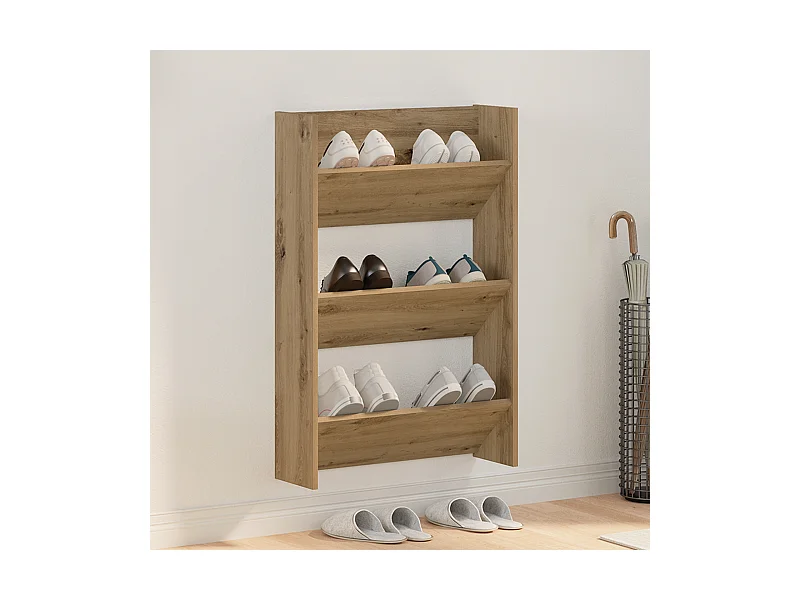 Cabinets à chaussures muraux chêne artisanal 60 x 18 x 60 cm