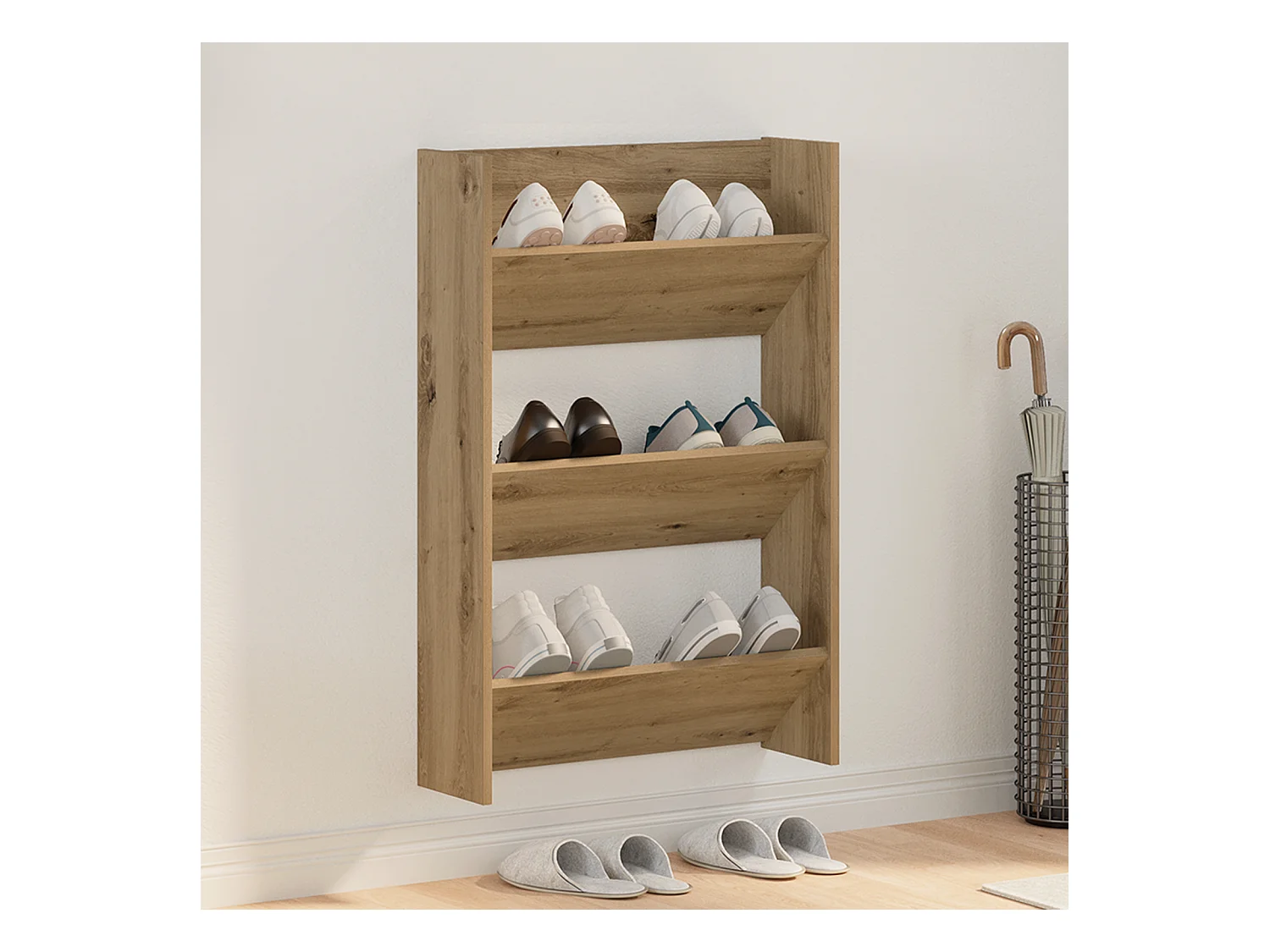 Cabinets à chaussures muraux chêne artisanal 60 x 18 x 60 cm