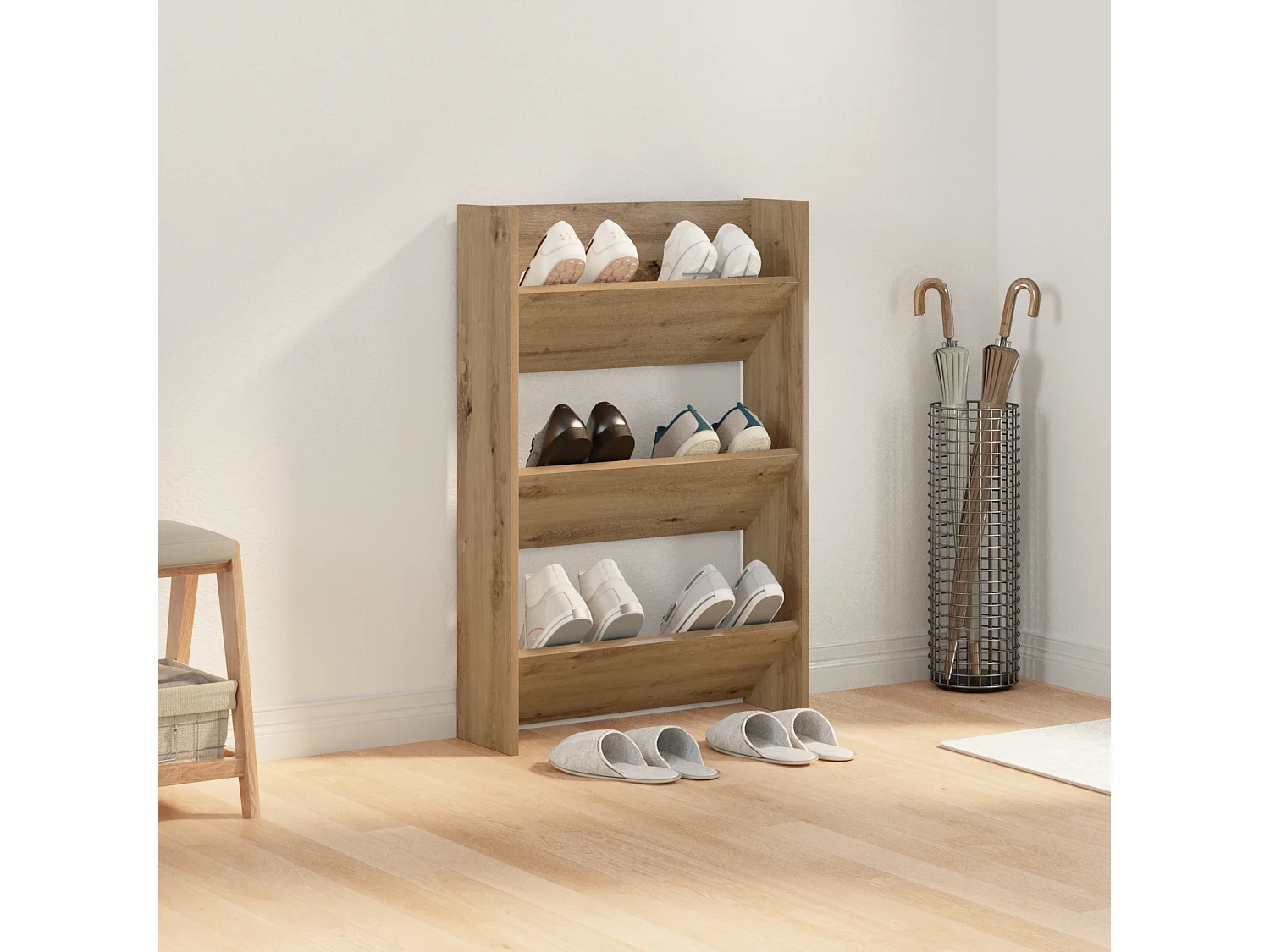 Cabinets à chaussures muraux chêne artisanal 60 x 18 x 60 cm