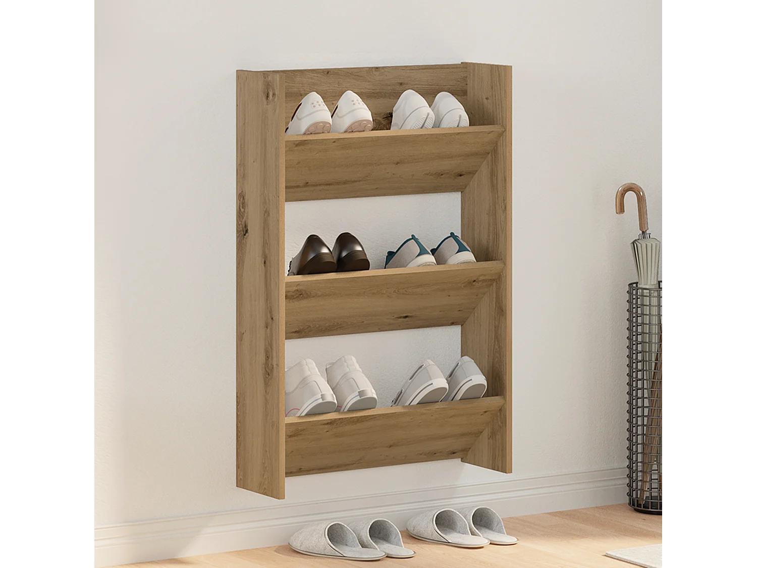 Cabinets à chaussures muraux chêne artisanal 60 x 18 x 60 cm