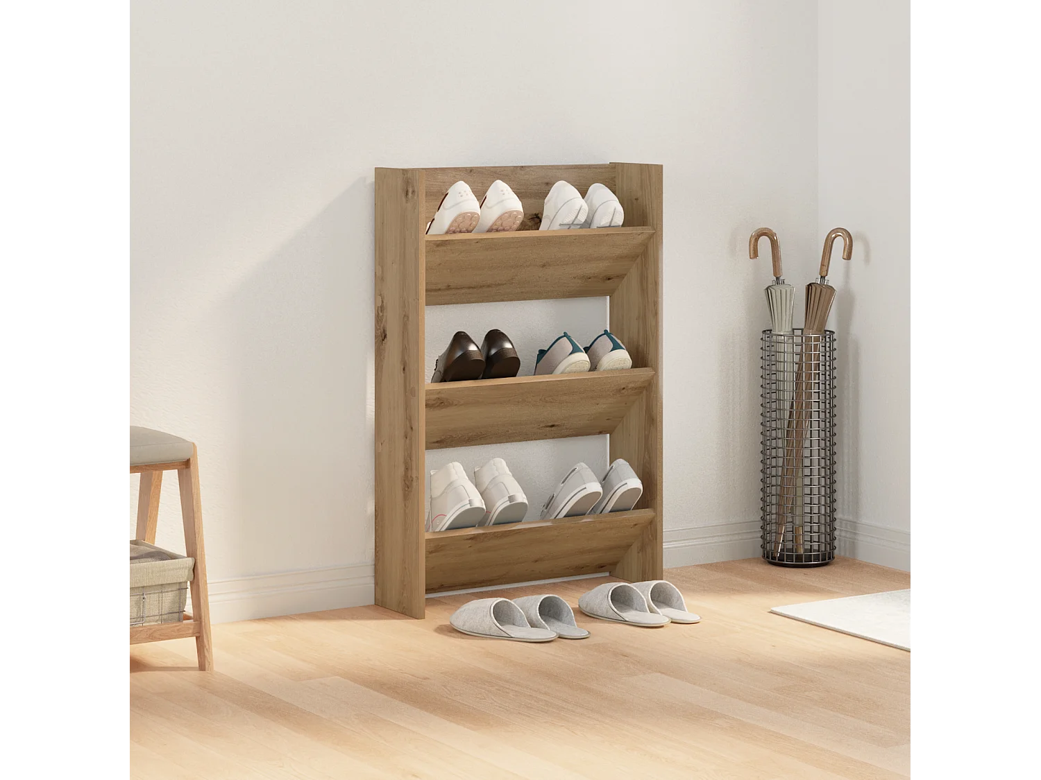 Cabinets à chaussures muraux chêne artisanal 60 x 18 x 60 cm