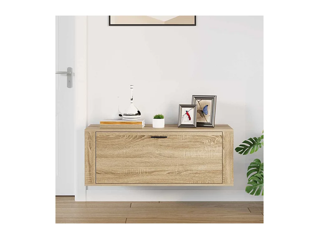 Armoire à chaussures murale Chêne sonoma 100x35x38 cm