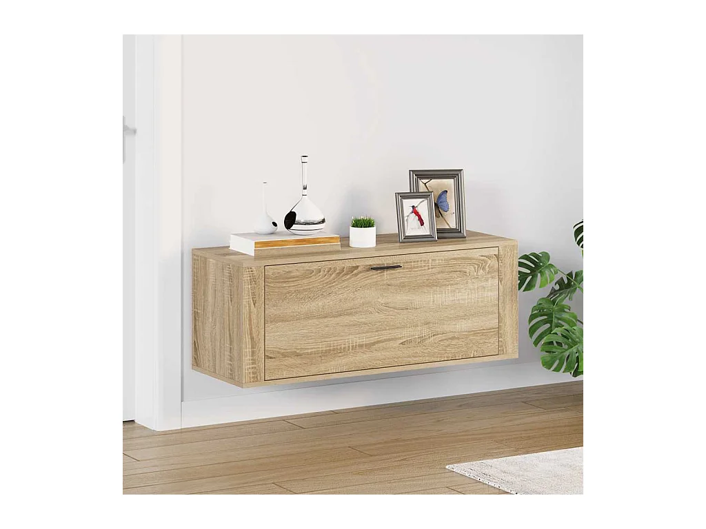 Armoire à chaussures murale Chêne sonoma 100x35x38 cm