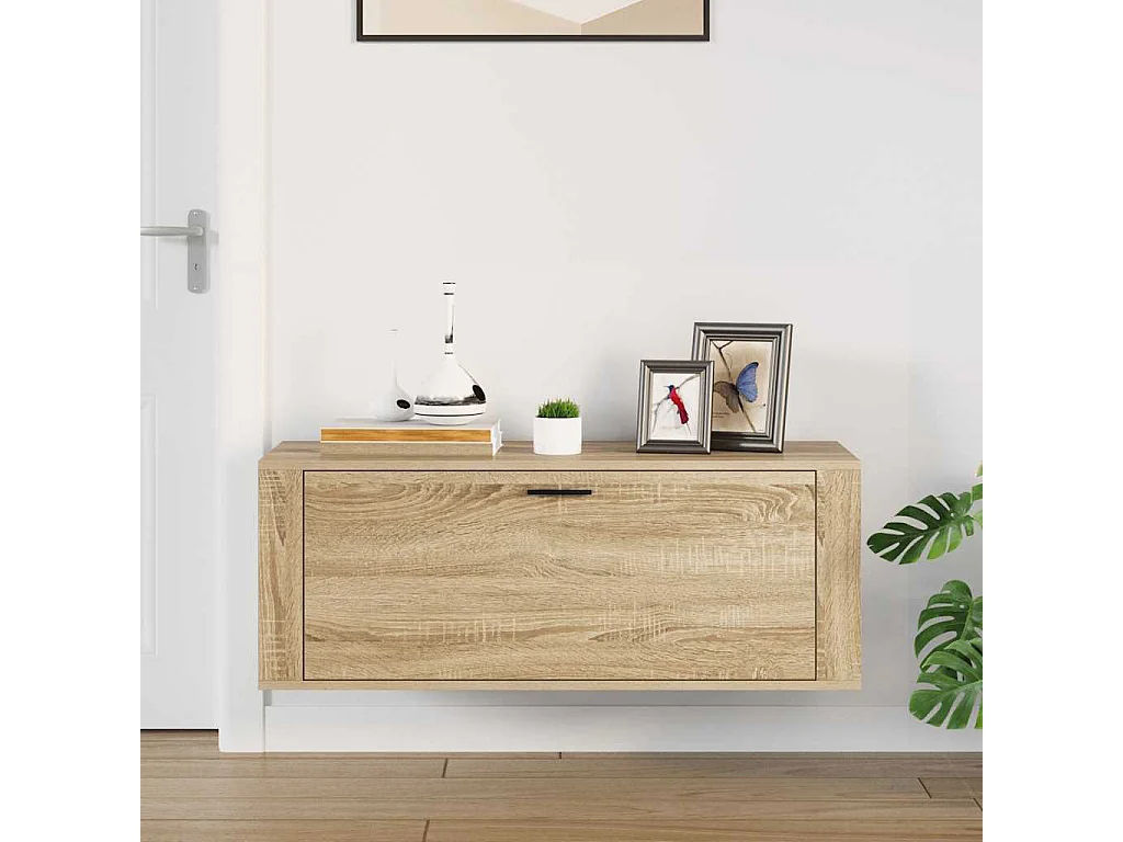 Zapatero de pared roble Sonoma 100x35x38 cm