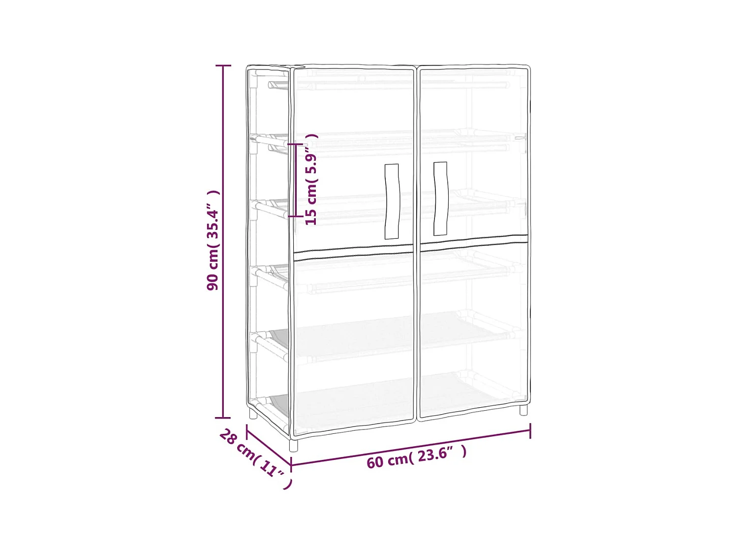 Armoire à chaussures Crème 60x28x90 cm Tissu