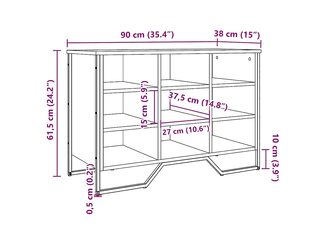 Armoire à chaussures chêne sonoma 90x38x61,5 cm bois ingénierie