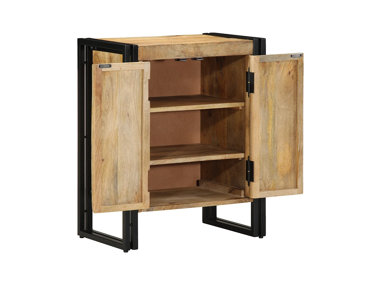 Scarpiera nera 30x30x40 cm in legno massello di mango e acciaio