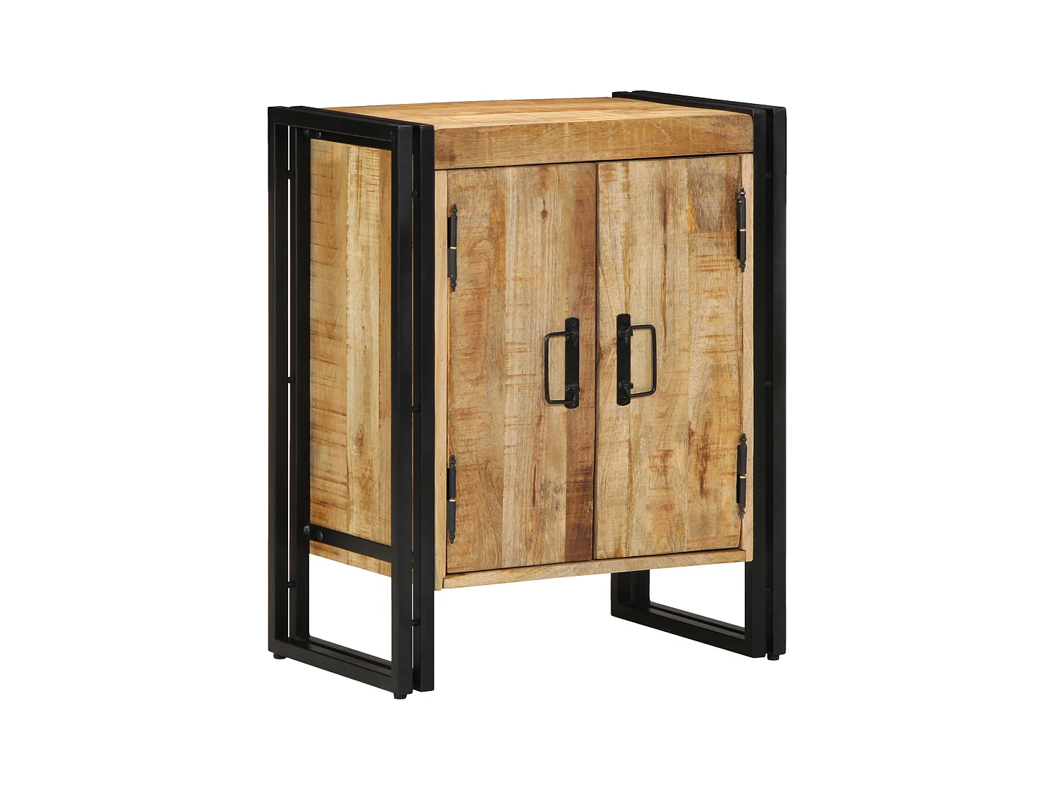 Scarpiera nera 30x30x40 cm in legno massello di mango e acciaio