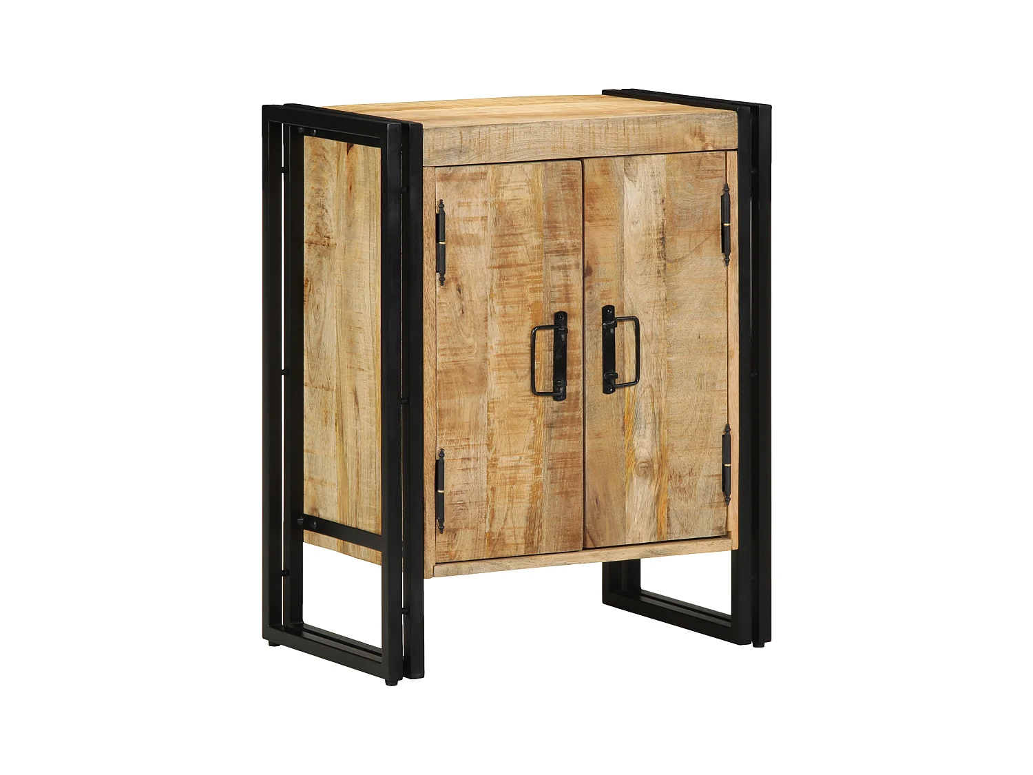 Scarpiera nera 30x30x40 cm in legno massello di mango e acciaio