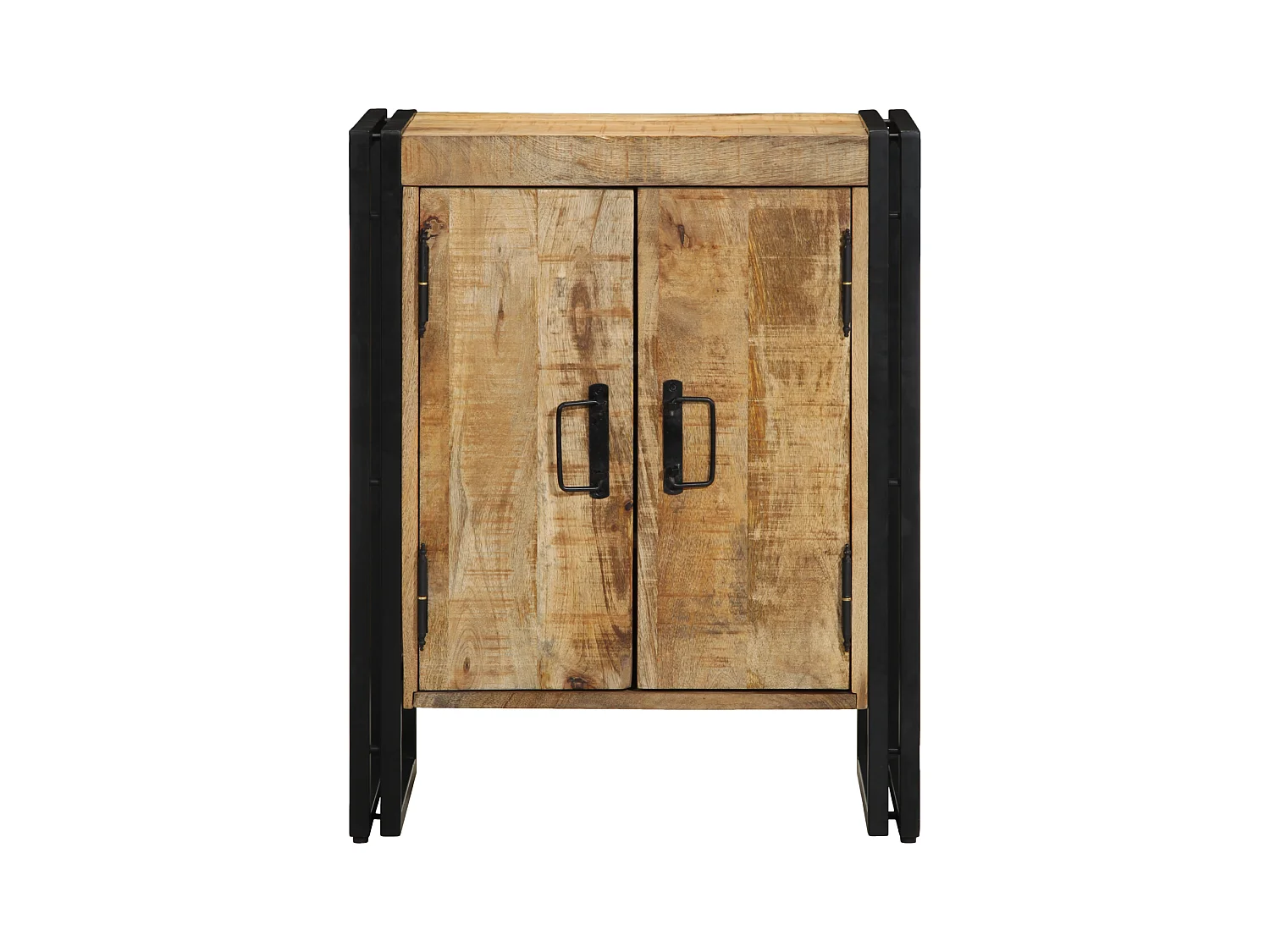 Scarpiera nera 30x30x40 cm in legno massello di mango e acciaio