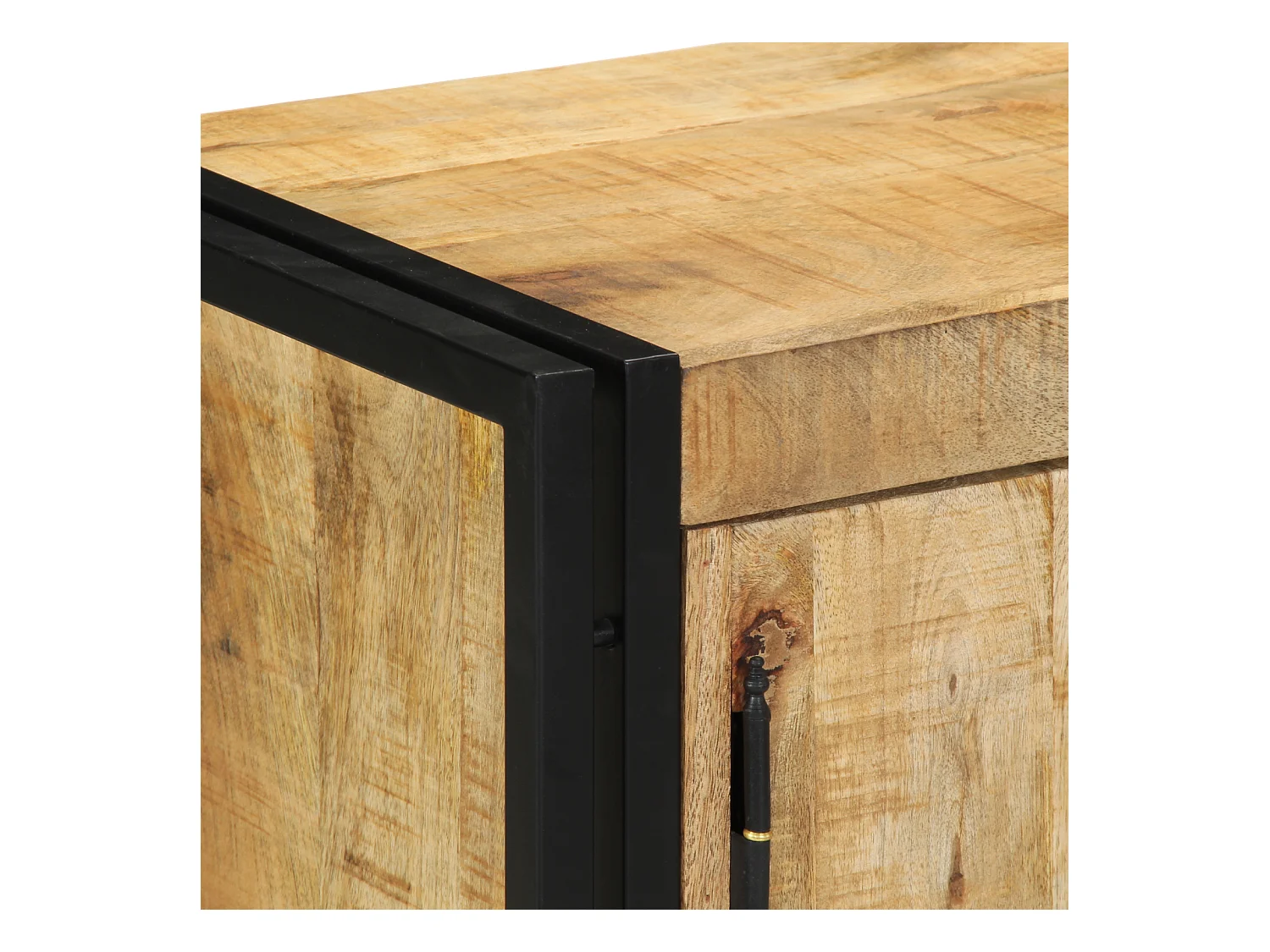 Scarpiera nera 30x30x40 cm in legno massello di mango e acciaio