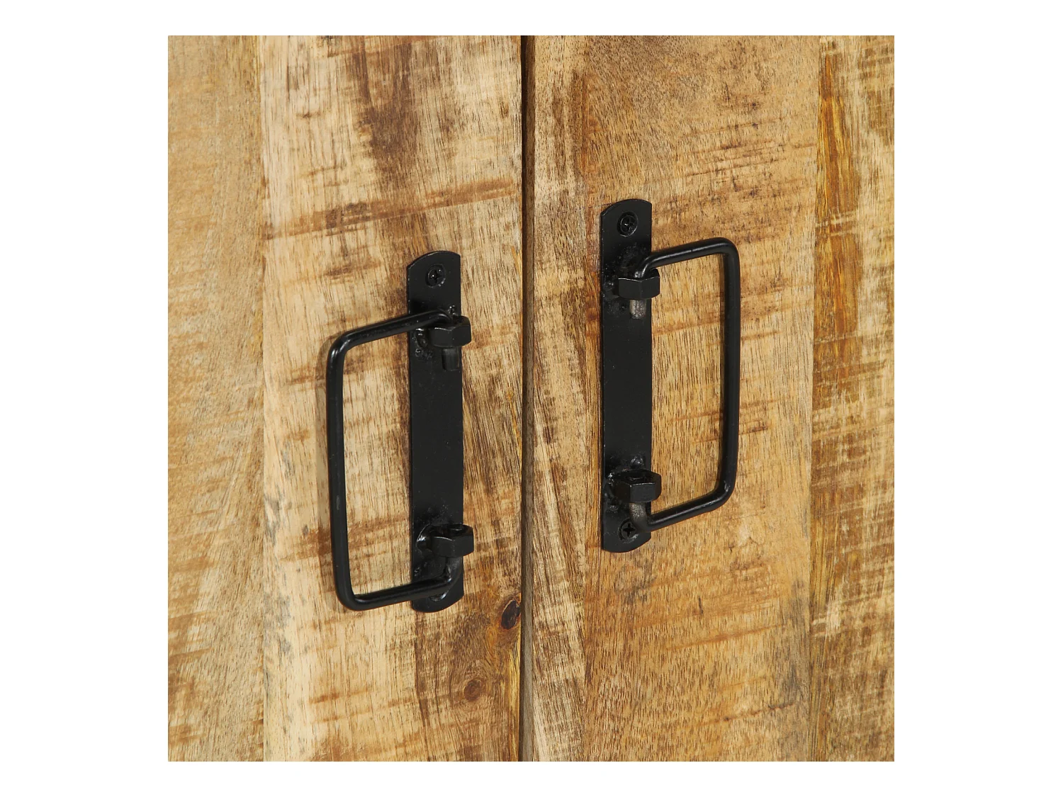 Scarpiera nera 30x30x40 cm in legno massello di mango e acciaio