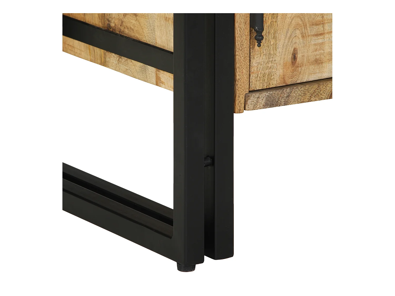 Scarpiera nera 30x30x40 cm in legno massello di mango e acciaio