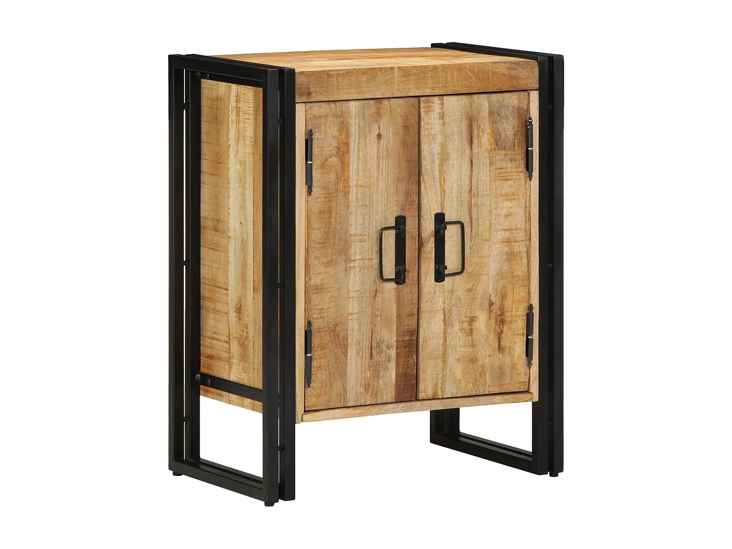 Cabinet à chaussures Noir 30x30x40 cm en bois de manguier massif et acier