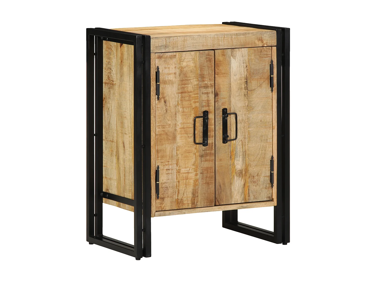 Cabinet à chaussures Noir 30x30x40 cm en bois de manguier massif et acier