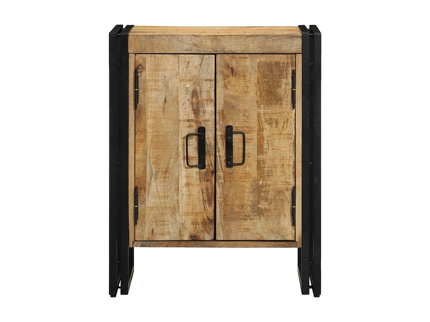 Cabinet à chaussures Noir 30x30x40 cm en bois de manguier massif et acier