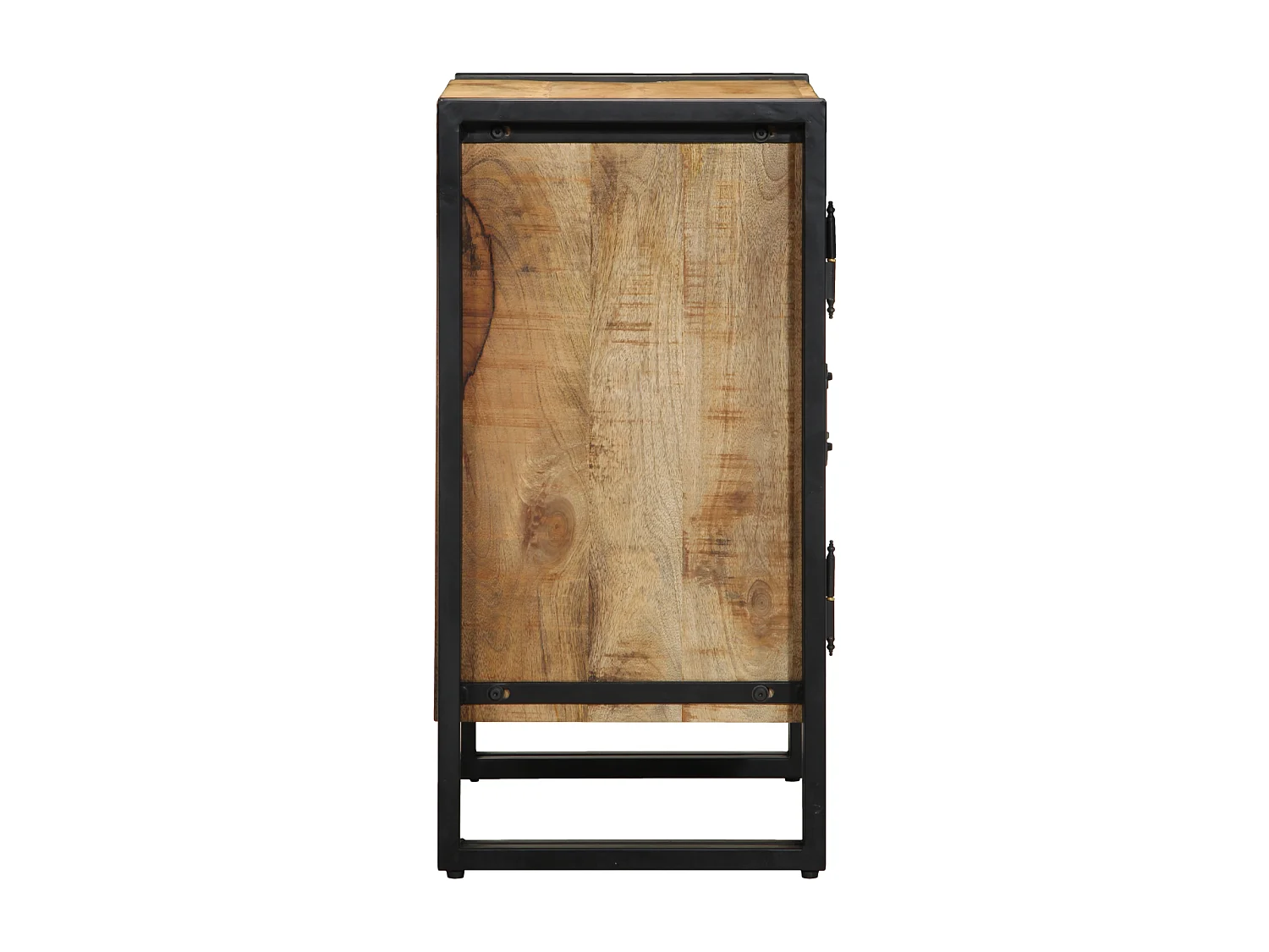 Cabinet à chaussures Noir 30x30x40 cm en bois de manguier massif et acier