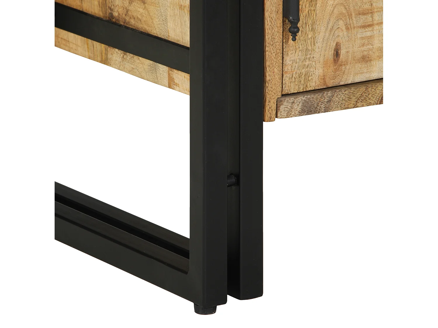 Cabinet à chaussures Noir 30x30x40 cm en bois de manguier massif et acier