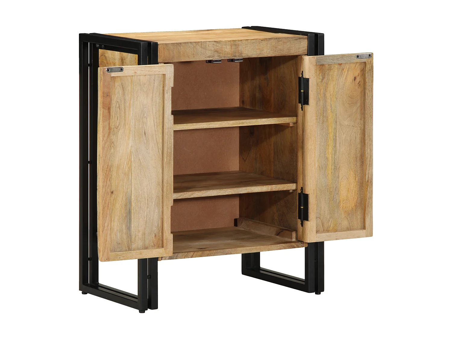 Zwarte schoenenkast 30x30x40 cm in massief mangohout en staal