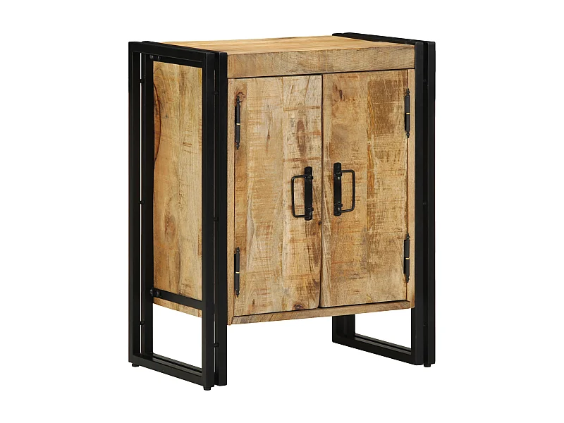 Zapatero negro 30x30x40 cm en madera maciza de mango y acero