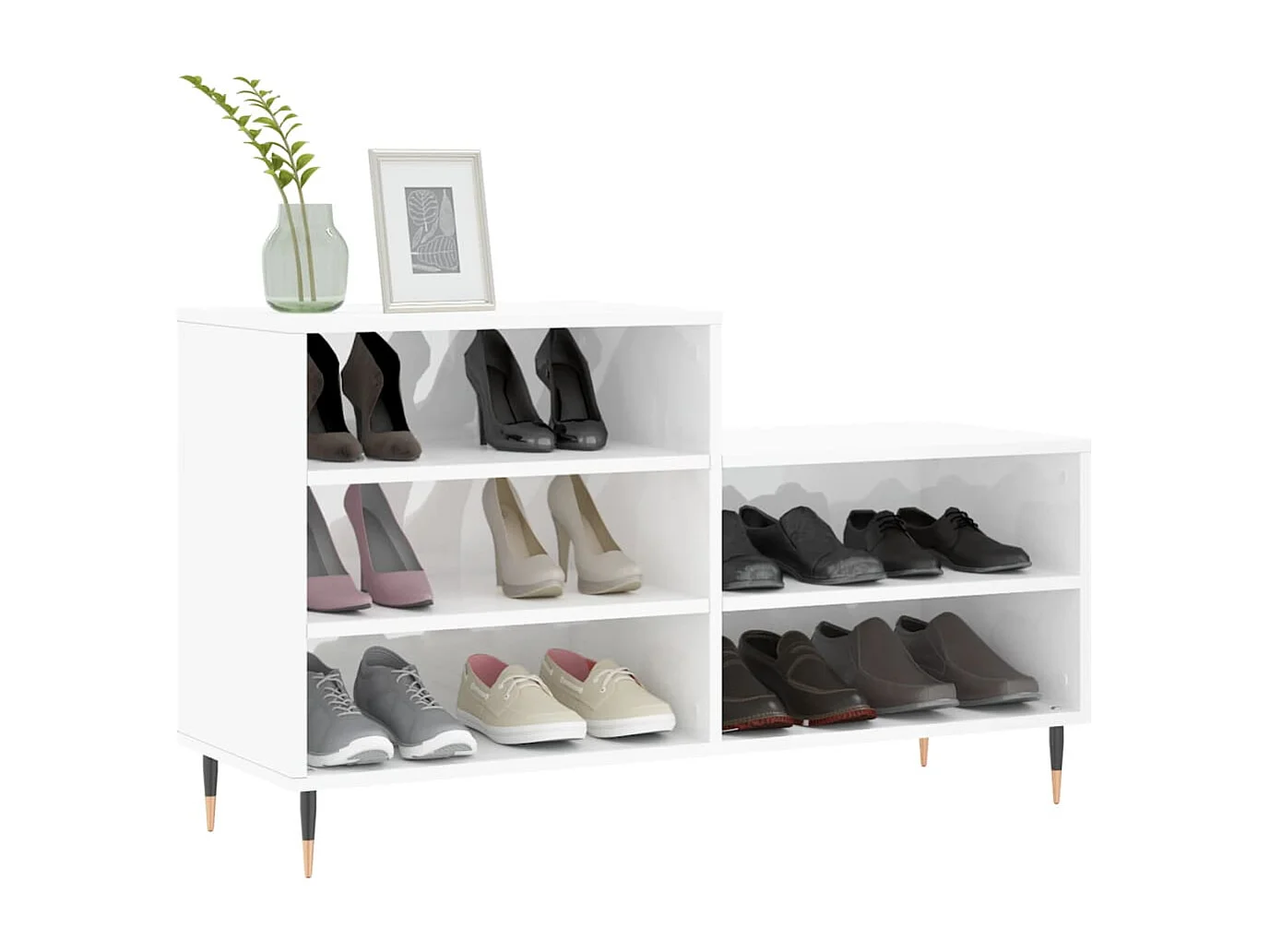 Armoire à chaussure Blanc brillant 102x36x60 cm Bois ingénierie