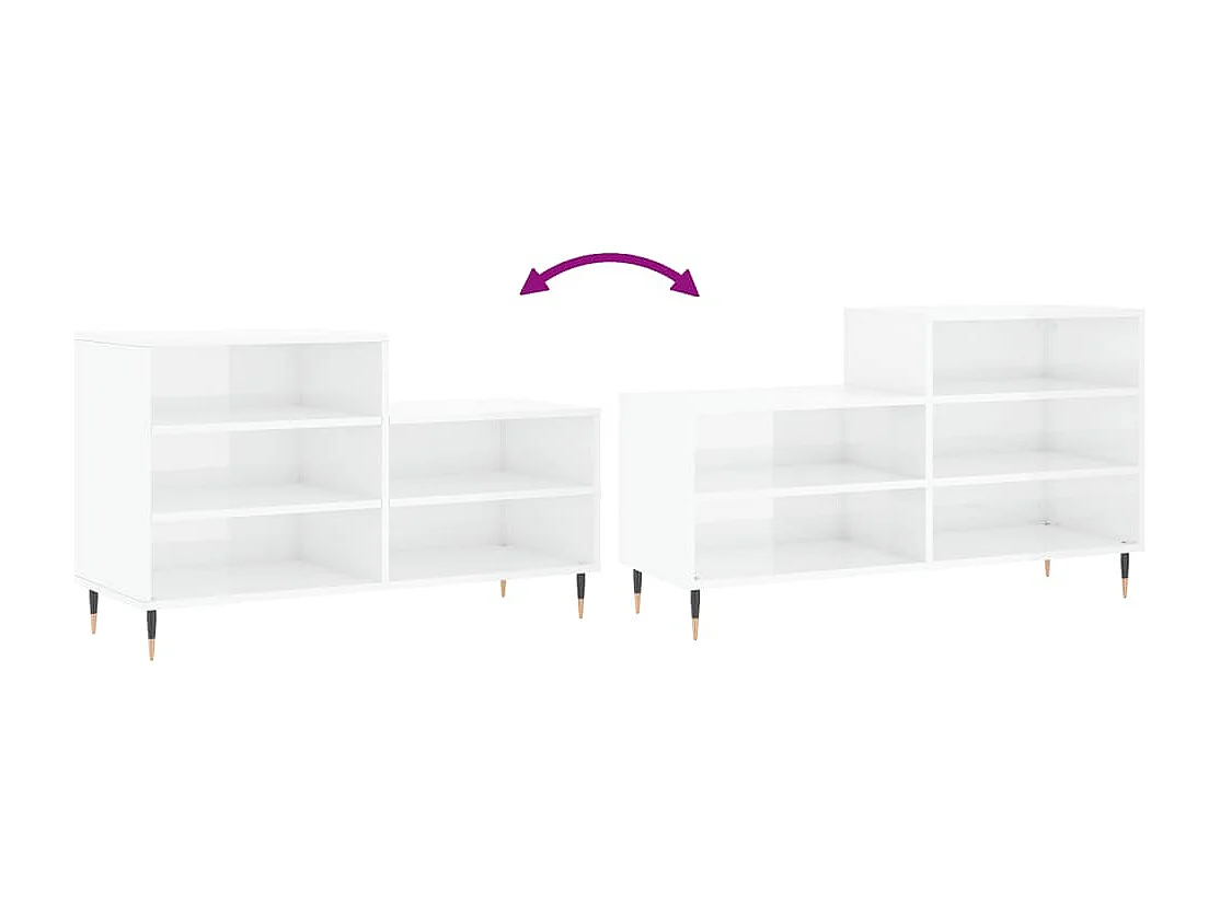 Armoire à chaussure Blanc brillant 102x36x60 cm Bois ingénierie