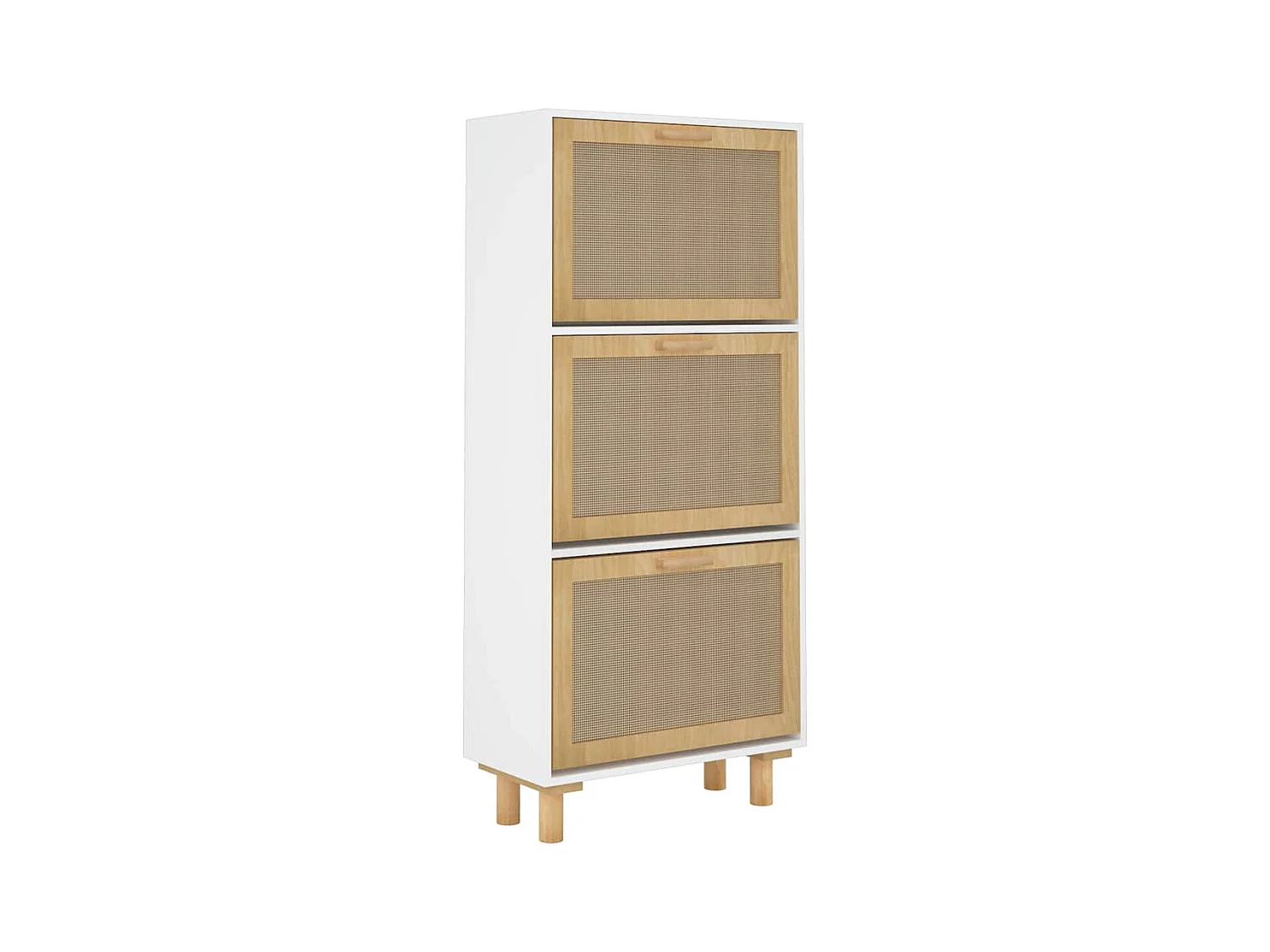 Armoire à chaussures Blanc 52x25x115 cm Bois d'ingénierie/rotin