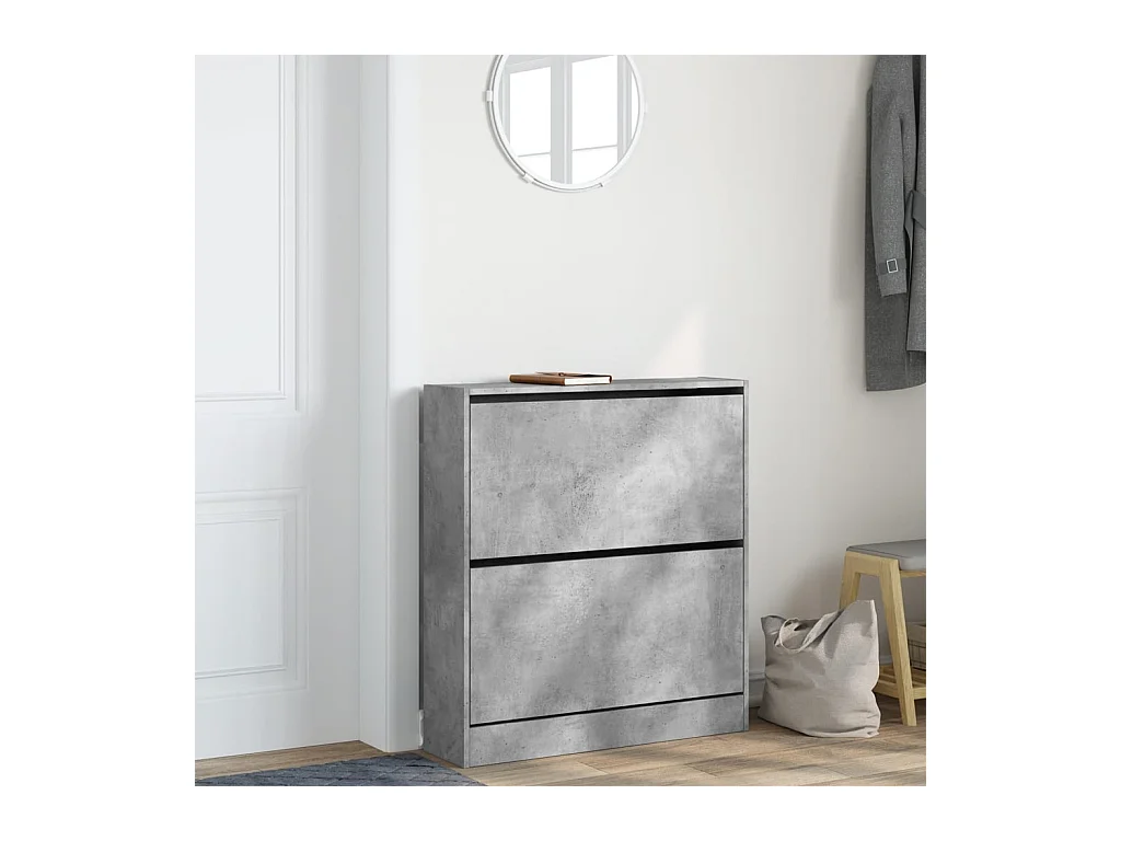 Armoire à chaussures gris béton 80x21x87,5 cm bois d'ingénierie