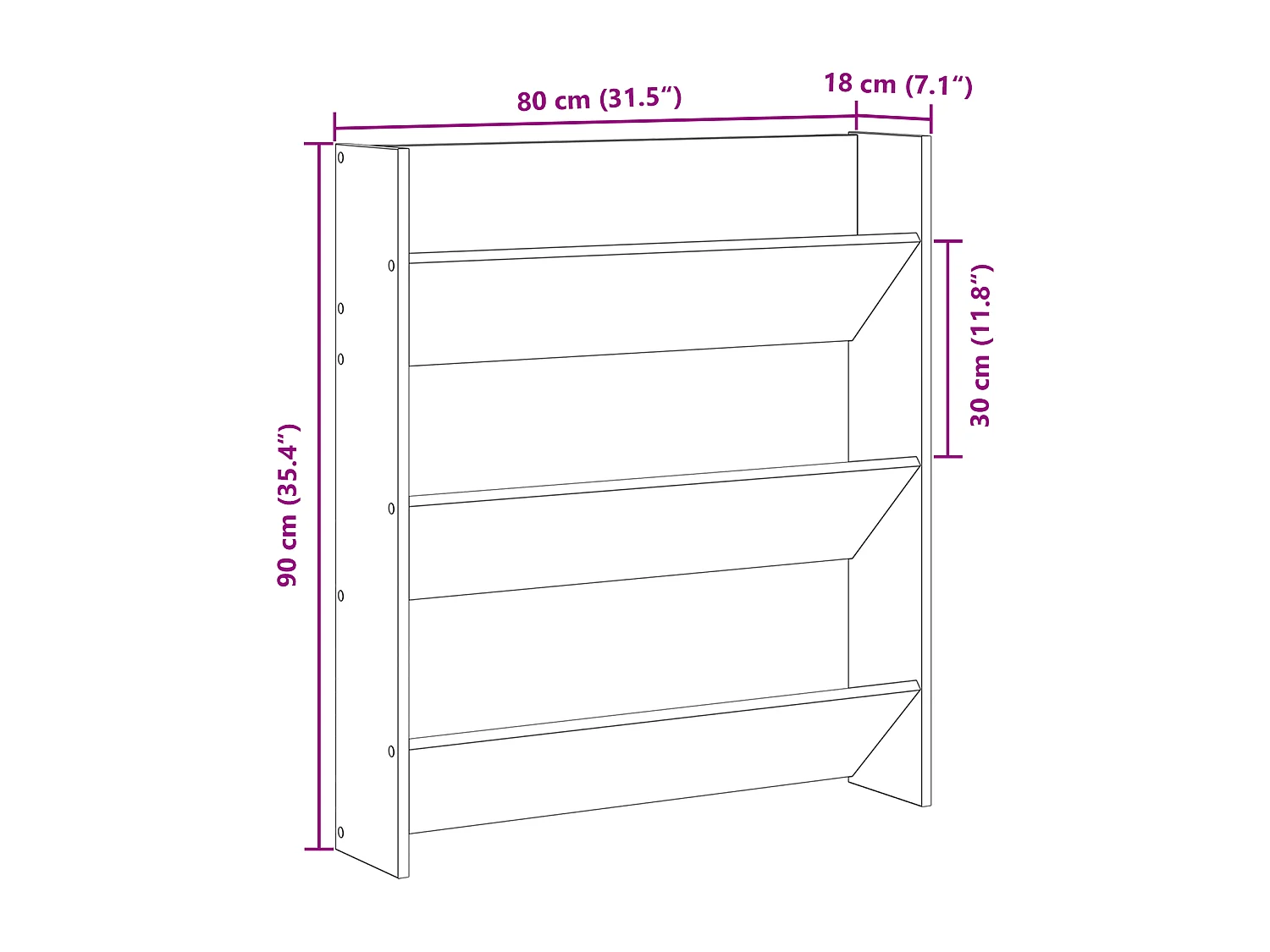 Meuble à chaussures mural - Chêne noir, 80 x 18 x 90 cm, en bois d'ingénierie