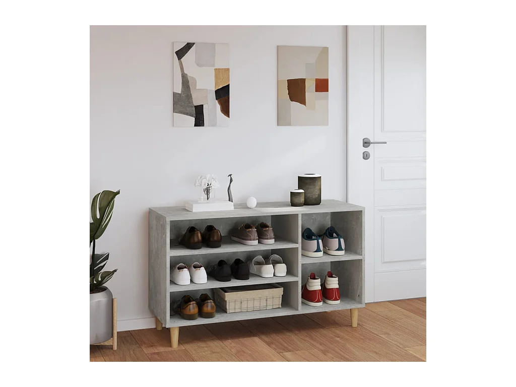 Armoire à chaussures Gris béton 102x36x60 cm Bois d'ingénierie
