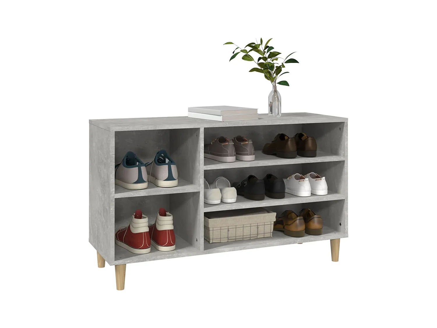 Armoire à chaussures Gris béton 102x36x60 cm Bois d'ingénierie