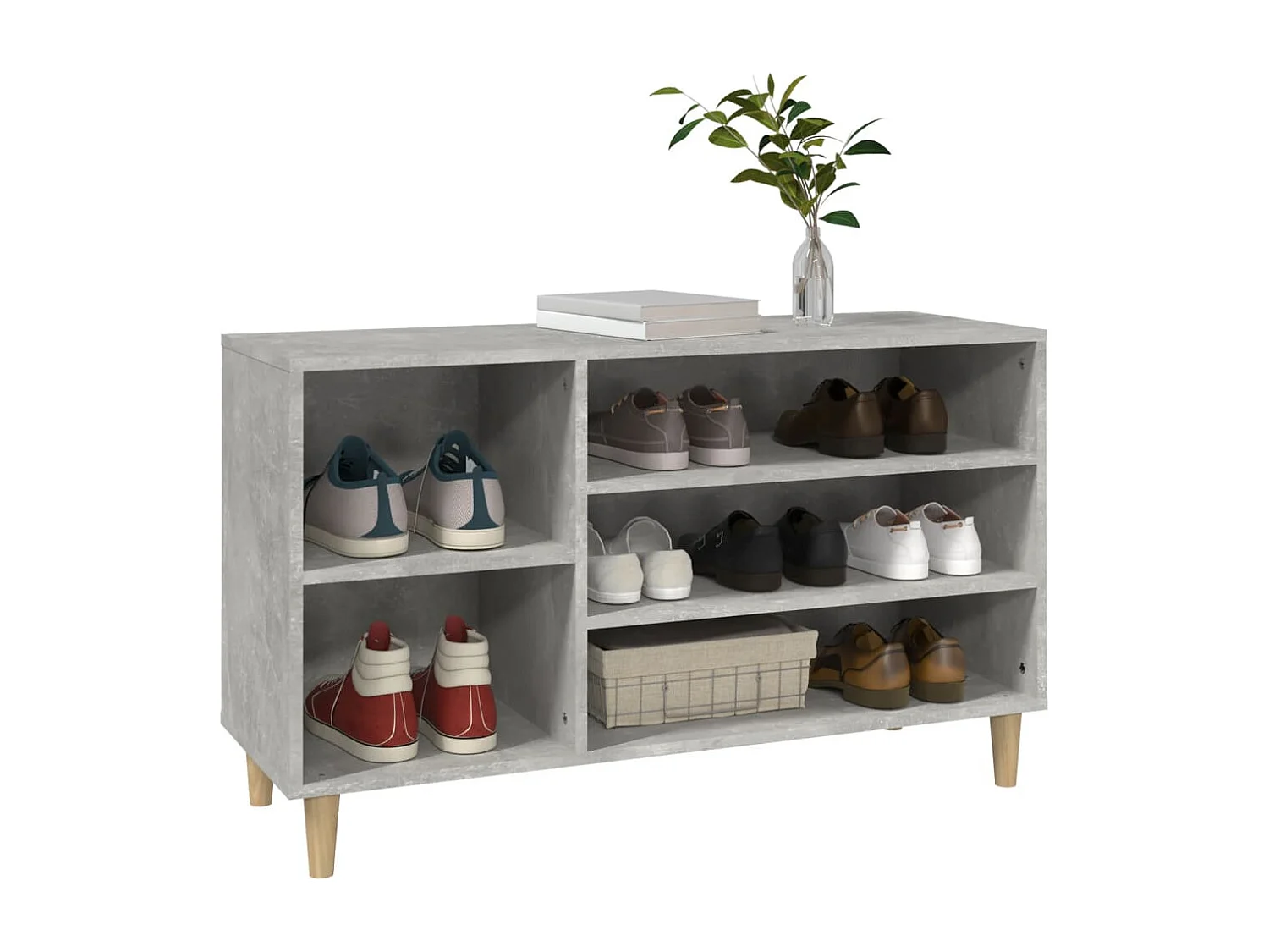 Zapatero gris hormigón 102x36x60 cm Madera de ingeniería