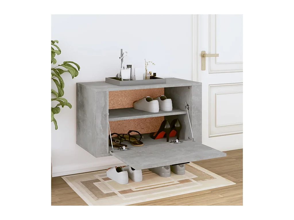 Scarpiera da parete grigio cemento 70x35x38 cm