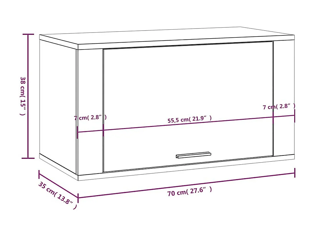 Scarpiera da parete grigio cemento 70x35x38 cm
