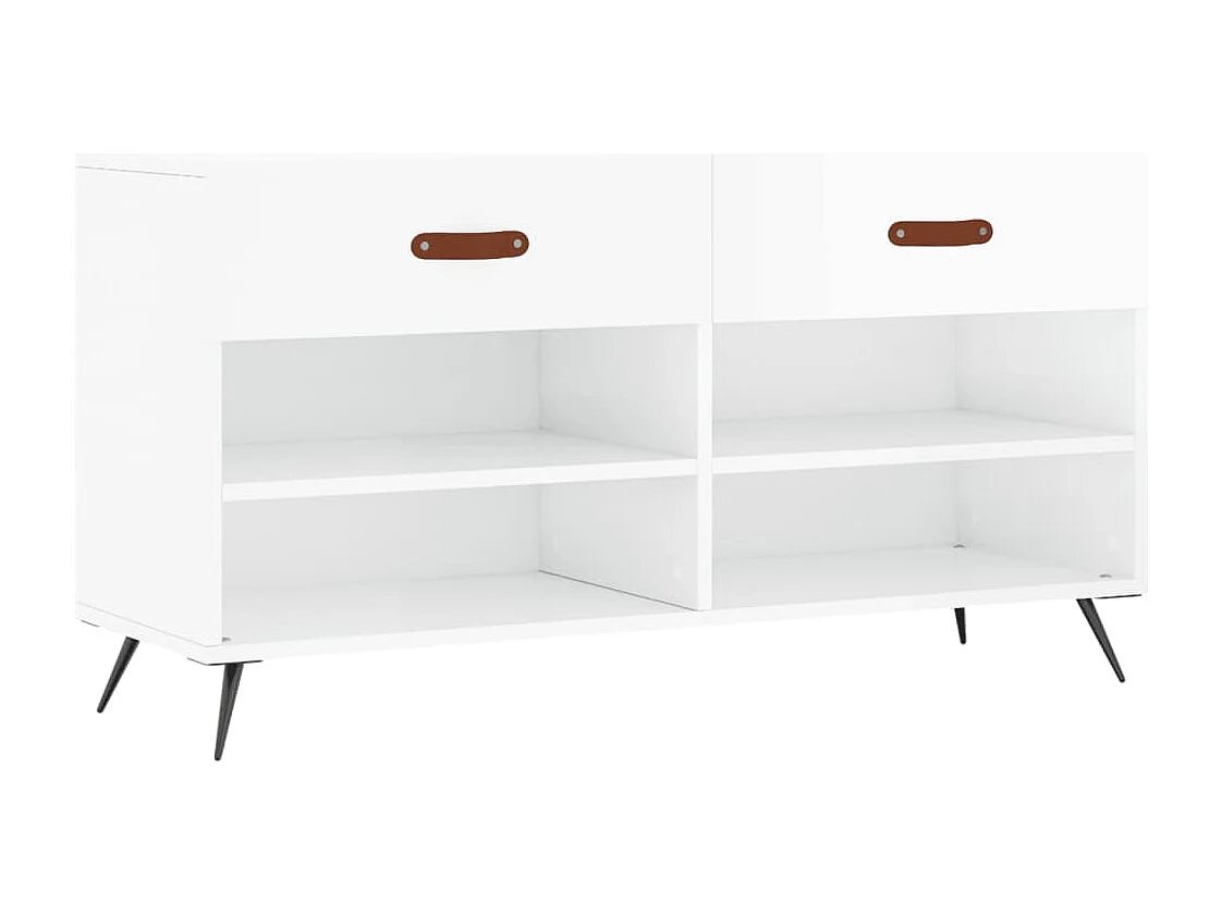 Panca portascarpe bianca lucida 102x35x55 cm in legno ingegnerizzato