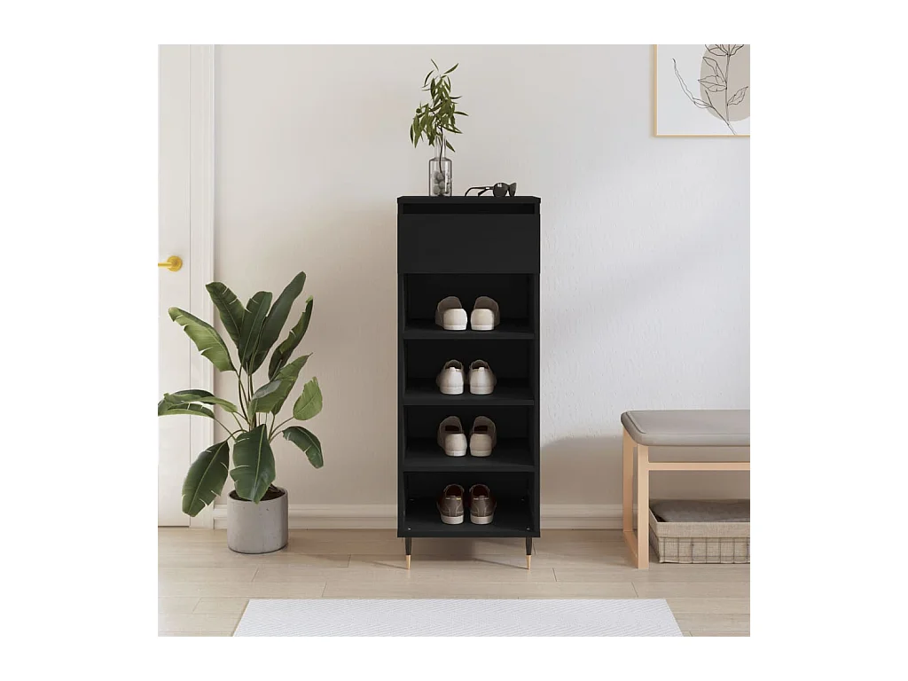 Scarpiera nera 40x36x105 cm Legno ingegnerizzato
