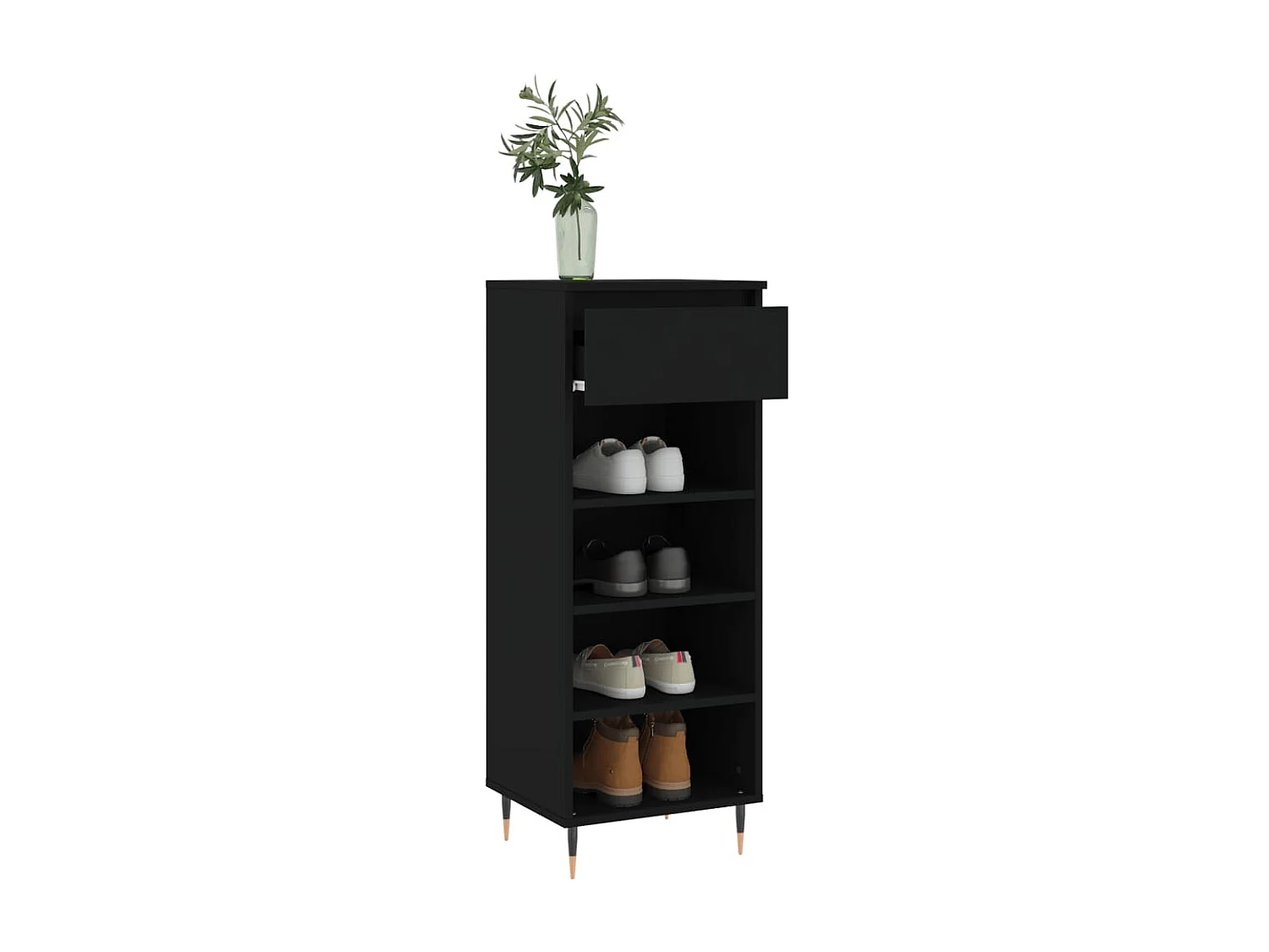 Scarpiera nera 40x36x105 cm Legno ingegnerizzato