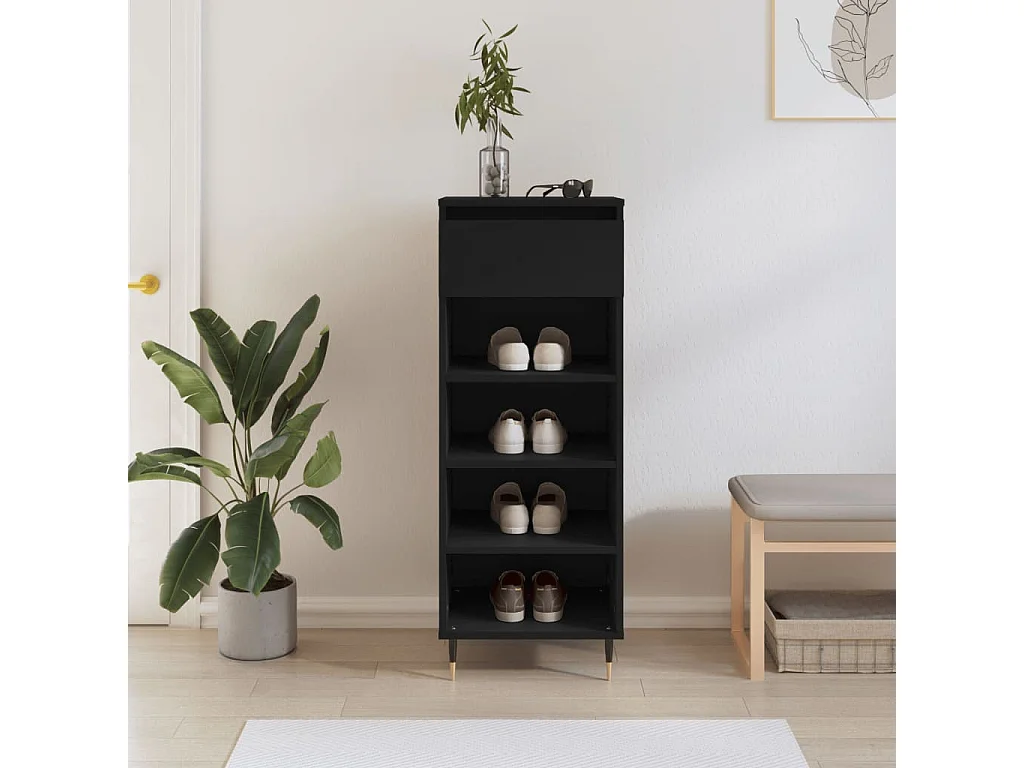 Zapatero negro 40x36x105 cm Madera contrachapada