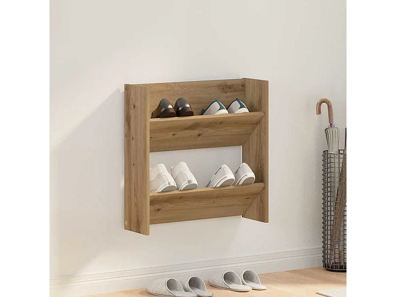 Cabinets à chaussures muraux chêne artisanal 60 x 18 x 60 cm