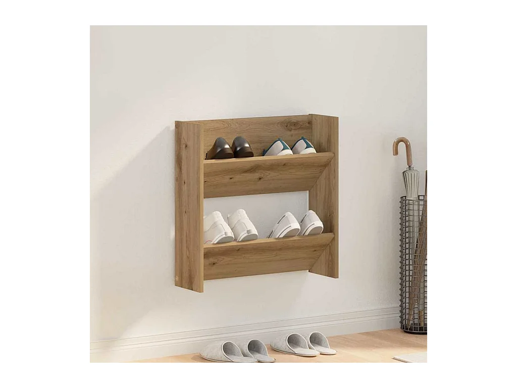 Cabinets à chaussures muraux chêne artisanal 60 x 18 x 60 cm