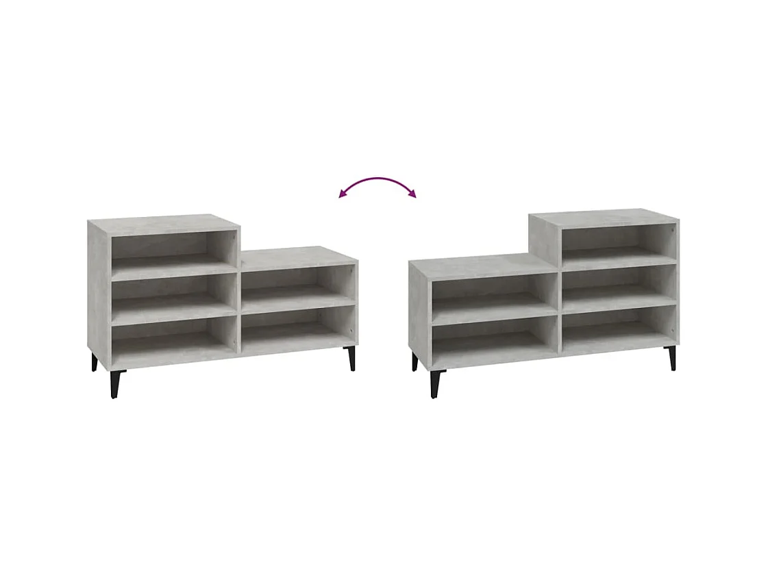 Armoire à chaussures Gris béton 102x36x60 cm Bois d'ingénierie