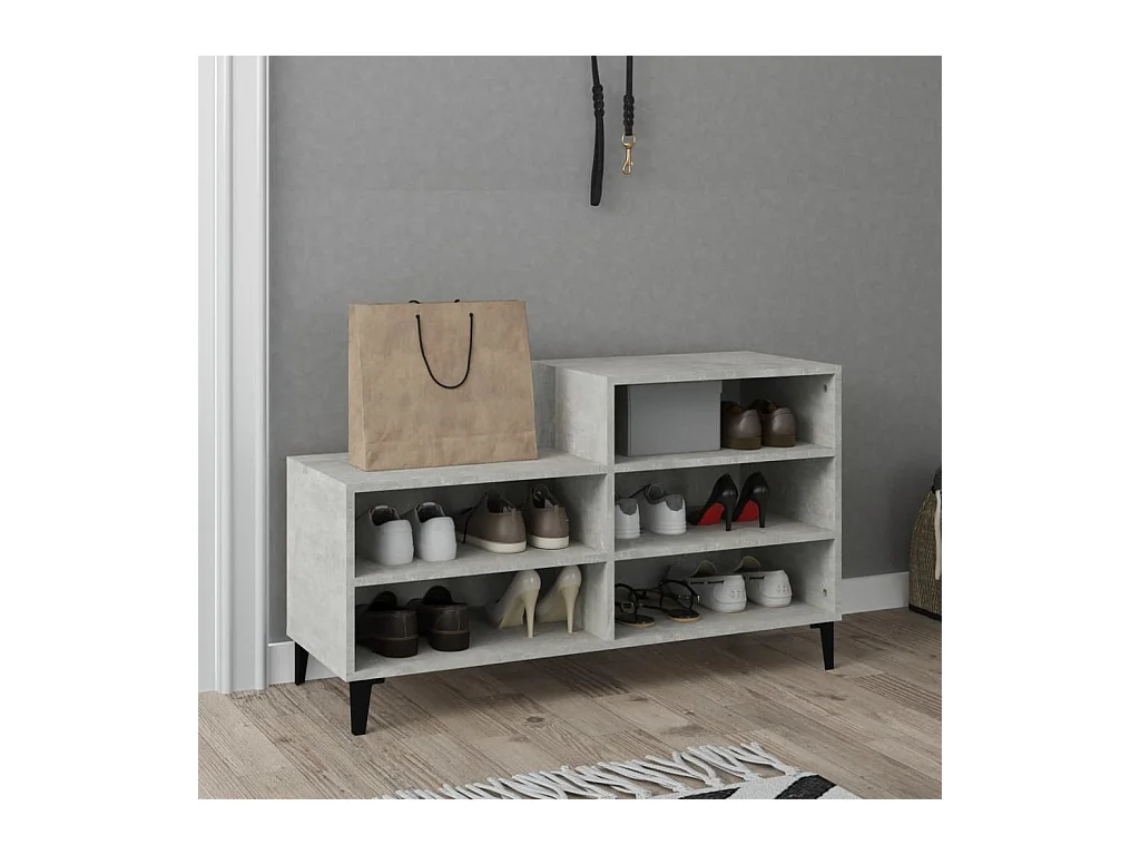 Armoire à chaussures Gris béton 102x36x60 cm Bois d'ingénierie