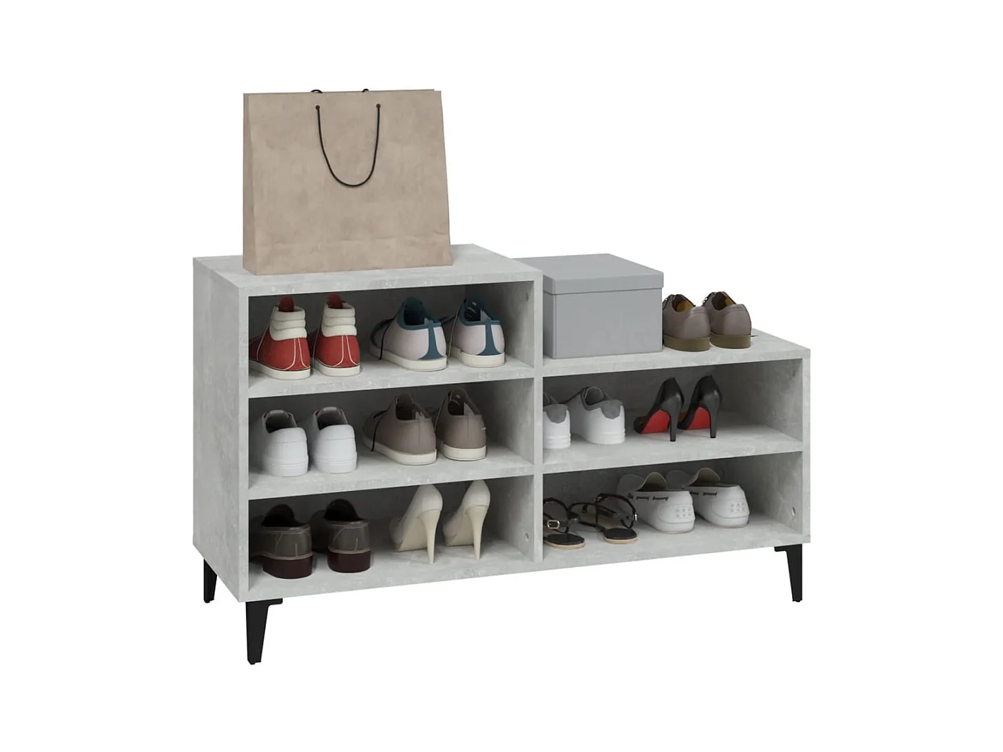 Armoire à chaussures Gris béton 102x36x60 cm Bois d'ingénierie