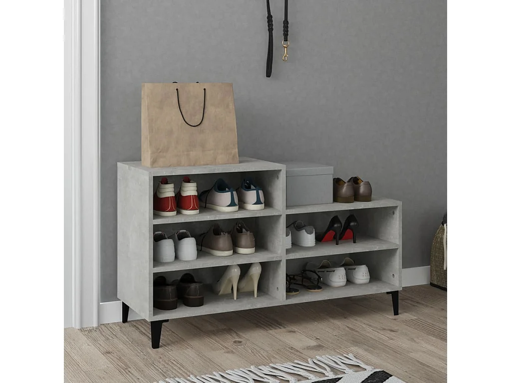Zapatero gris hormigón 102x36x60 cm Madera de ingeniería