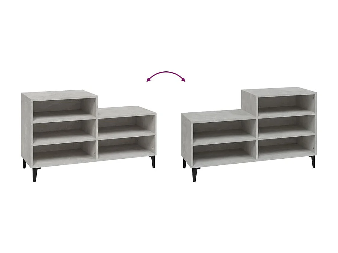 Zapatero gris hormigón 102x36x60 cm Madera de ingeniería