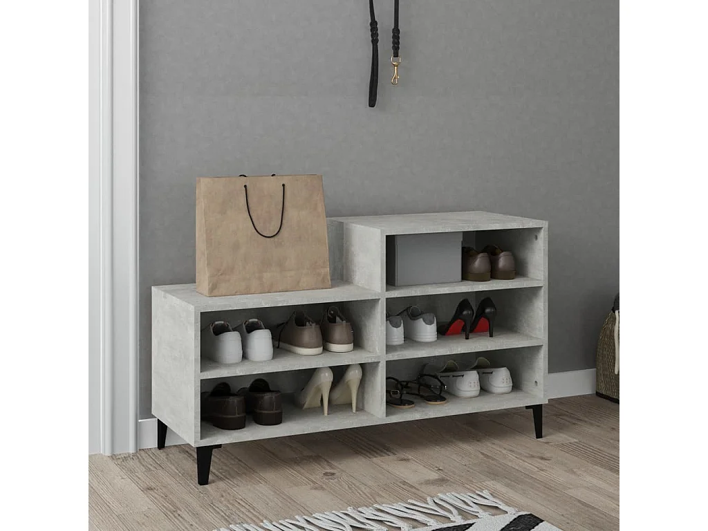 Zapatero gris hormigón 102x36x60 cm Madera de ingeniería