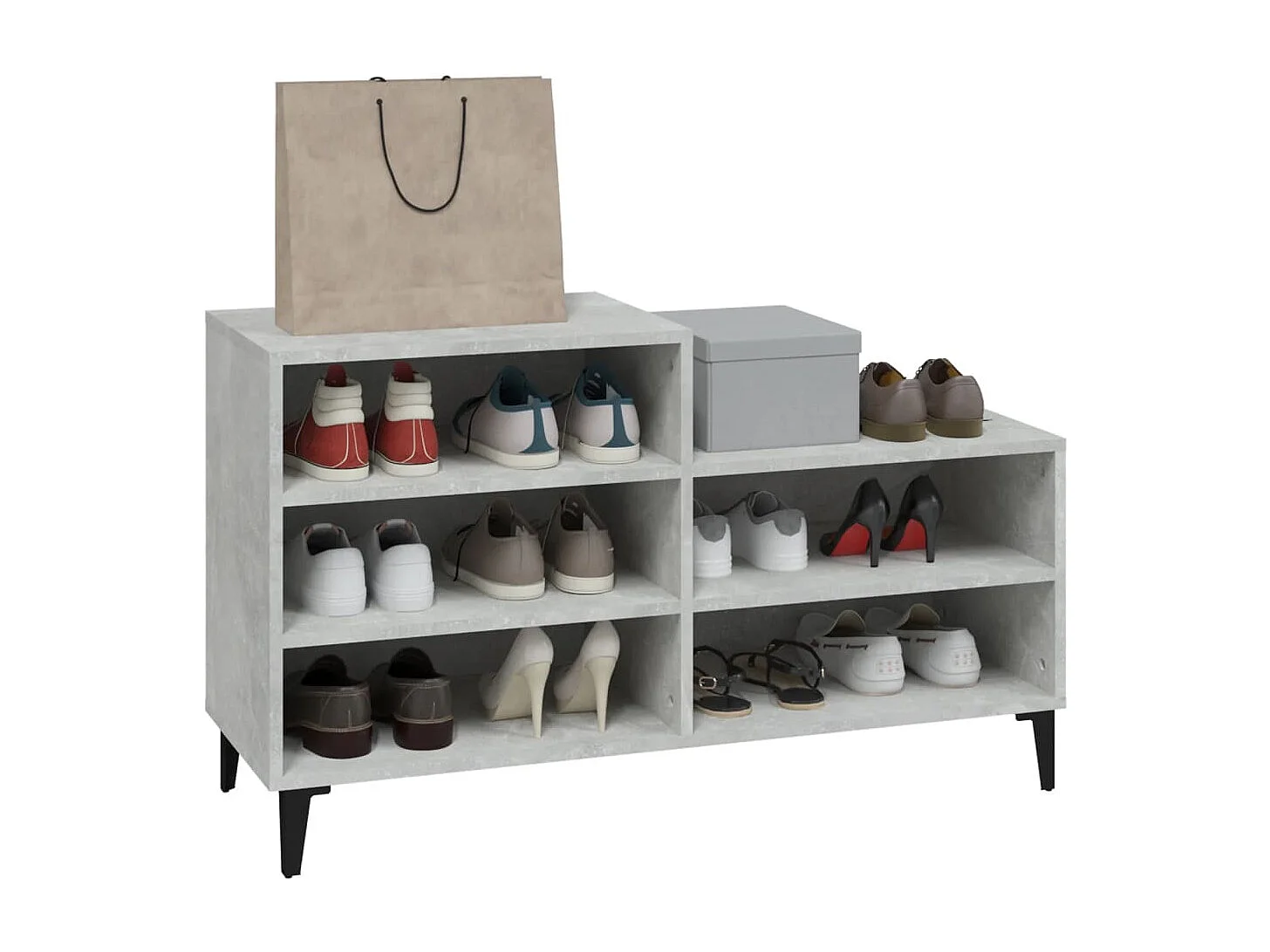 Zapatero gris hormigón 102x36x60 cm Madera de ingeniería