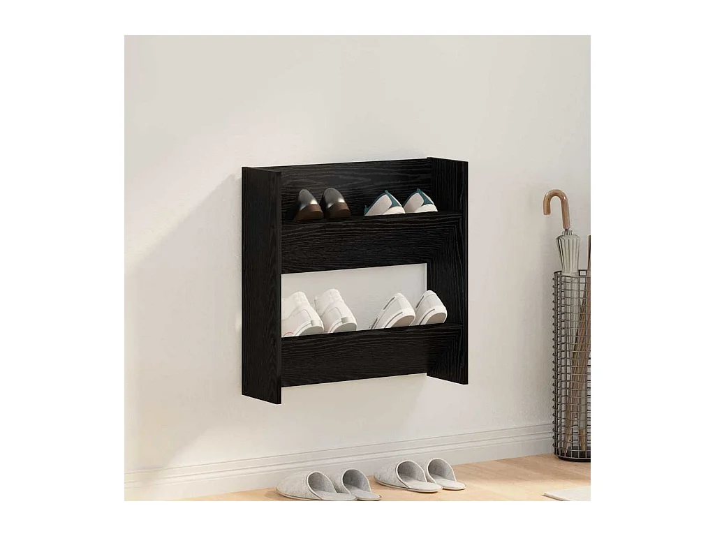 Cabinets à chaussures muraux Chêne noir 60 x 18 x 60 cm