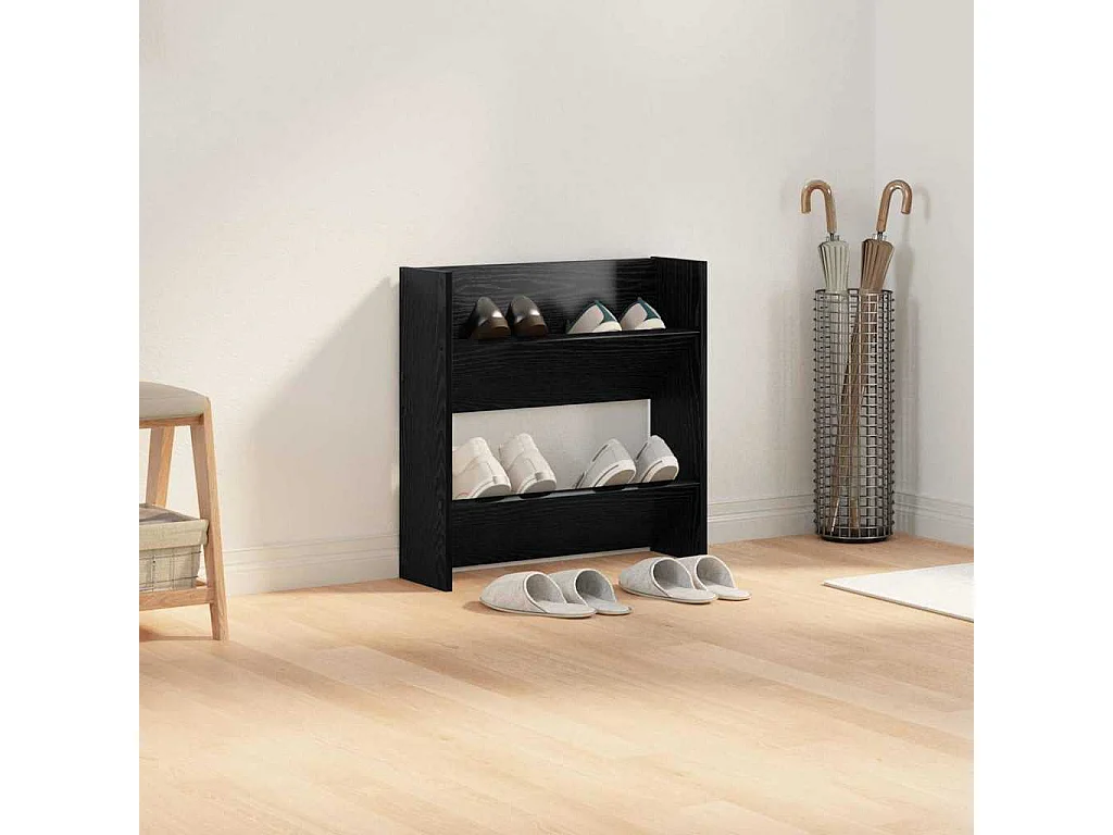 Cabinets à chaussures muraux Chêne noir 60 x 18 x 60 cm